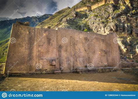 Wall Of The Six Monoliths At The Ollantaytambo Archaeological Site In