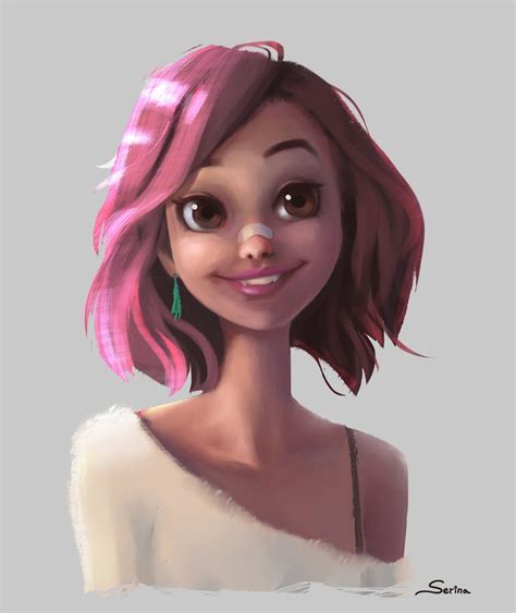 Pink Hair Lovely Lady Serina Mo Pink Hair Digital Art Girl Concept