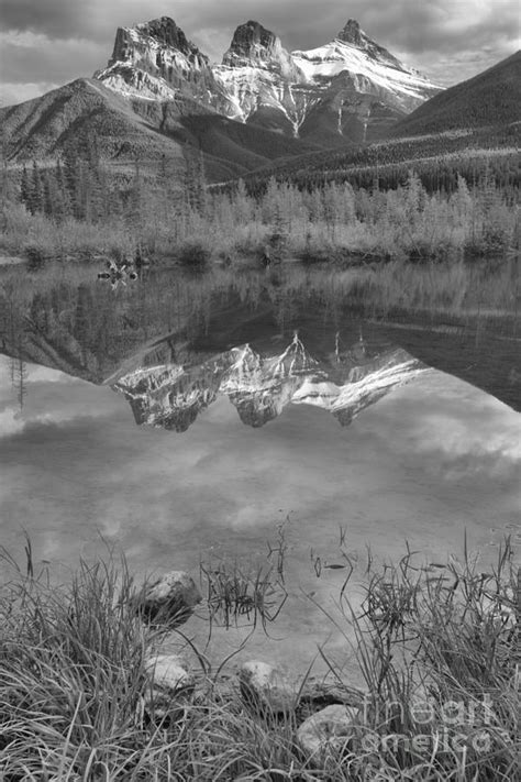 Three Sisters Afternoon Portrait Reflections Black And White Photograph