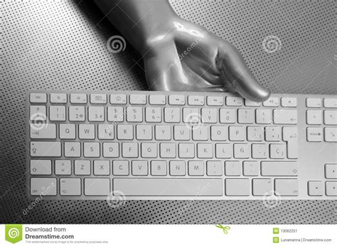 Futuristic Silver Gray Hand And Keyboard Stock Image