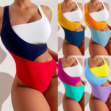 Buy Quality Color Contrast One Piece Conservative Bikini Hot Spring Swimwear From Reliable