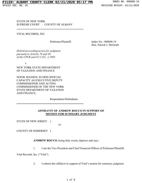 Document For Vital Records Inc V New York State Department Of