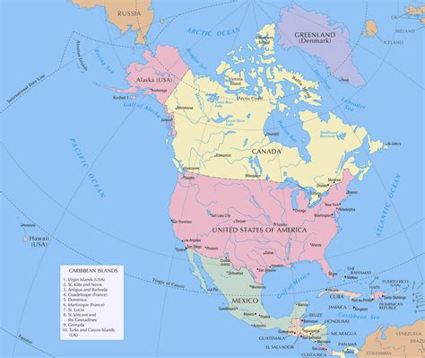 mapa america del norte con division politica y nombres actualizado images