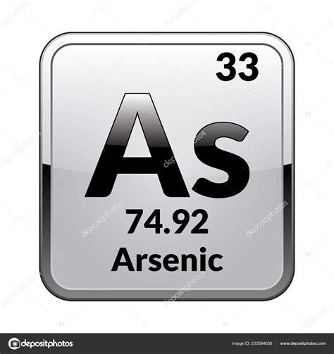 Símbolo Arsénico Elemento Químico Tabla Periódica Sobre Fondo Blanco