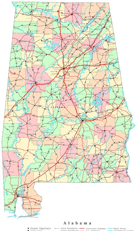 4 Best Images Of Printable Alabama Road Map Alabama State Map