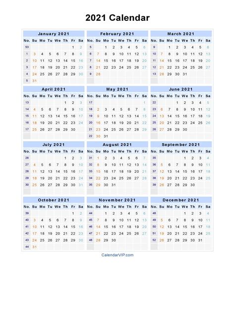 Template Excel 2021 Calendar With Week Numbers Printable