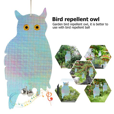 2pcs Owl Decoy Bird Deterrent Scare Reflective Woodpecker Repellent