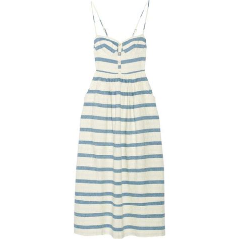 Mara Hoffmanstriped Cotton Midi Dress Liked On Polyvore Featuring Dresses Gown Mara