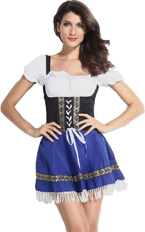 ladies sexy serving wench oktoberfest swedish german beer girl fancy dress costume outfit uk 8
