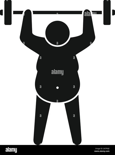 Overweight Man Dumbbell Icon Simple Illustration Of Overweight Man