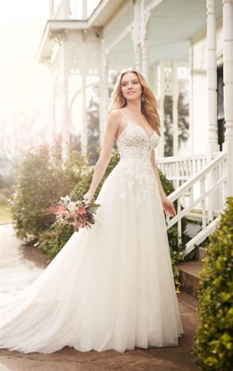 A Line Wedding Dress With Illusion Lace Bodice Martina Liana