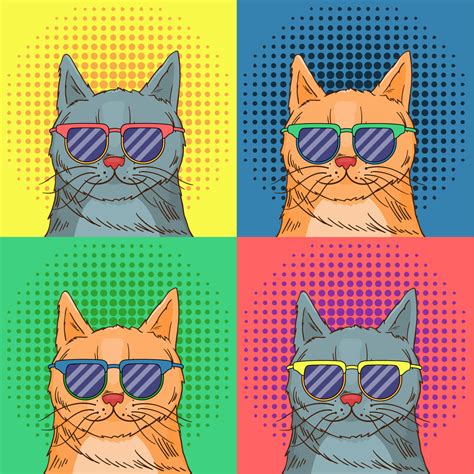 See more ideas about cats, crazy cats, cat drawing. Glasses Cat Pop Art 193514 - Download Free Vectors ...