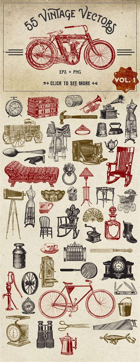 55 Vintage Vector Graphics Objects On Creative Market