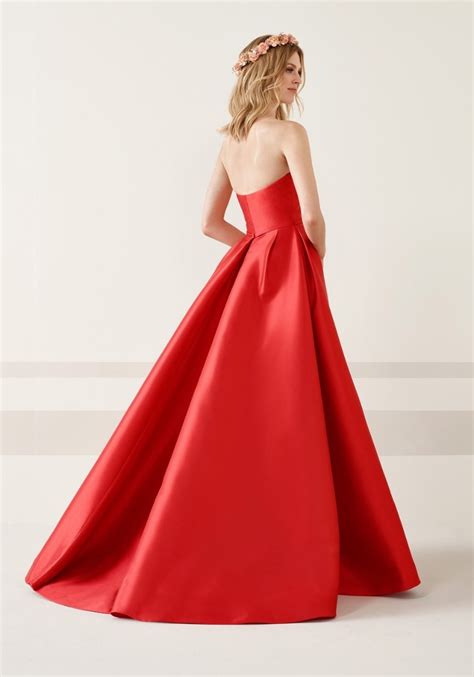 Pronovias Taona Simple Red Mikado Ball Gown Hk Designer Bridal Room