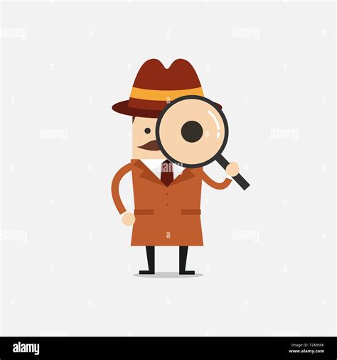 Detective Holding A Magnifying Glass Police Detective And Inspector