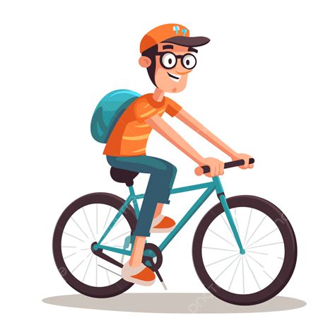 รูปcyclist Clipart ภาพเวกเตอร์สี่เหลี่ยมของชายหนุ่มและการ์ตูนขี่จักรยาน