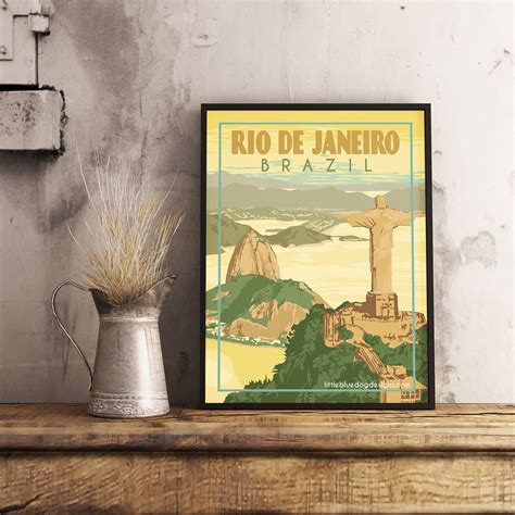 Rio De Janeiro Brazil Vintage Travel Poster Etsy Uk