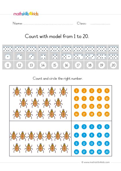 Counting to 20 worksheets for preschool | Pre-K Free Counting to 20