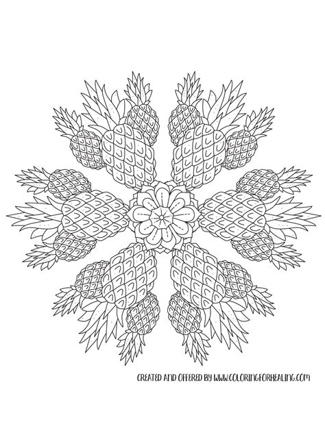Free Printable Pineapple Bliss Mandala Coloring Page