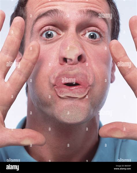 Man Squashed Face Stock Photo Alamy