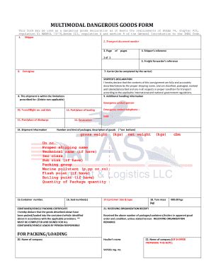 Fillable Online Multimodal Dangerous Goods Form Tasfreightlog Com Fax