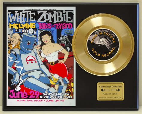White Zombie Ltd Edition Concert Poster Series 45 Gold Record Display