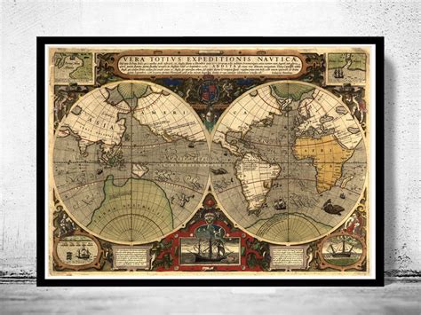 Old World Map 1595 Vintage Map Wall Map Print Vintage Maps And Prints