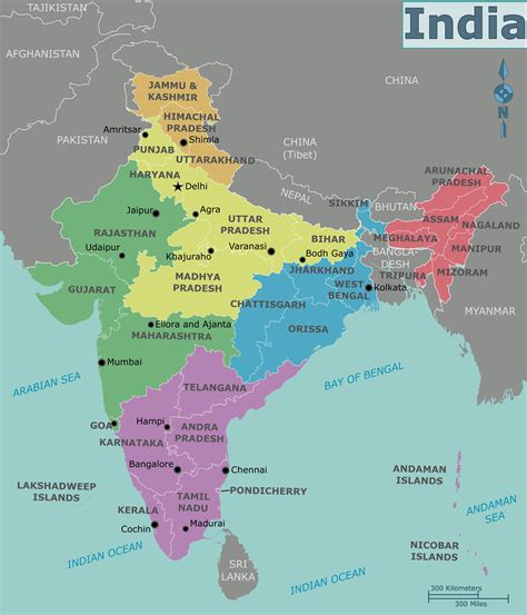 Map Of India Regions Political And State Map Of India