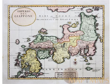 Map characteristic is large detailed. Empire Japan Old Map Imperio Del Giappone Albrizzi 1740 | Mapandmaps