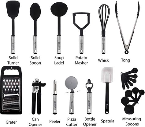 cooking utensils set kitchen accessories nylon cookware set kitchen gadget tools of black 23