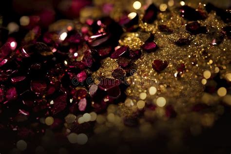 Abstract Sparkle Gold And Burgundy Glitter Background Brilliant Light
