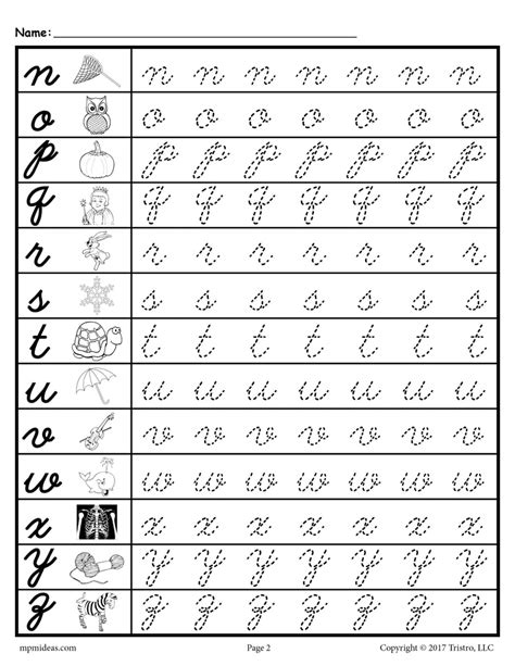 Cursive Letter Tracing Worksheets Lowercase Letters A Z Supplyme