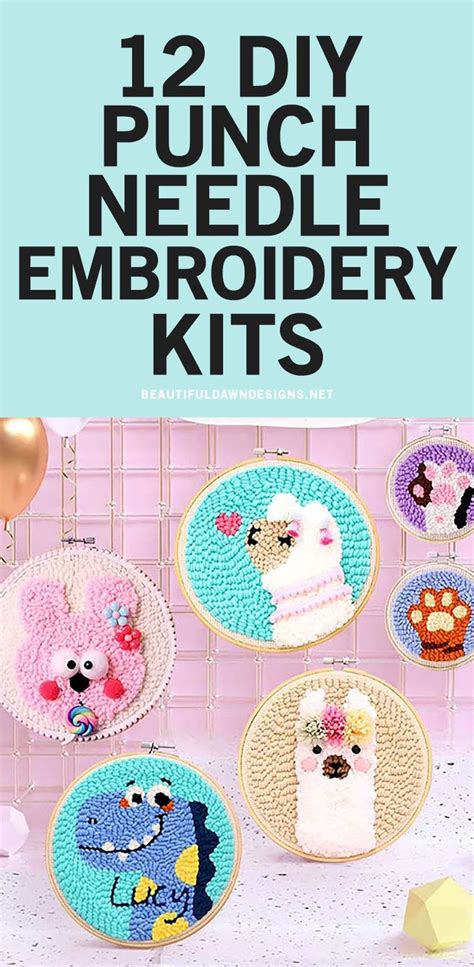 An Advertisement For Needle Embroidery Kits With Images Of Animals On