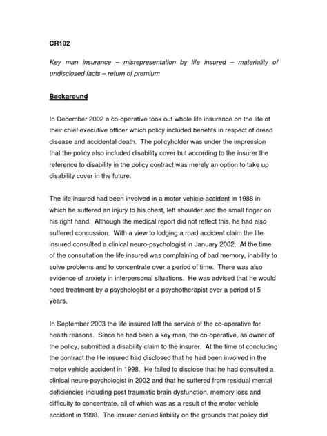 There are many insurance terms, words and phrases you should know. 3. Case Study-Misrepresentation by Life Insured | Misrepresentation | Insurance