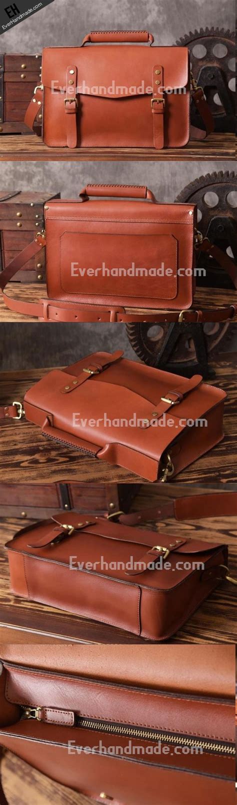 Handmade Leather Men Briefcase Messenger Vintage Shoulder Laptop Bag