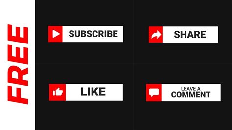 Free Youtube Subscribe Like Share And Comment Animated Buttons With Sfx