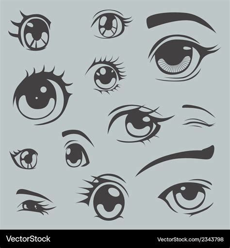 Anime Style Eyes Royalty Free Vector Image Vectorstock