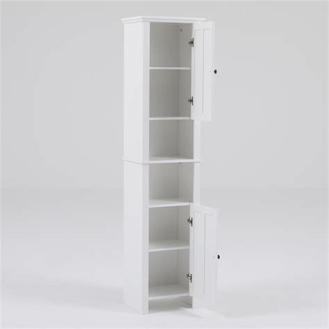 Luxen Home White Wood Tall Bathroom Cabinet Whif387