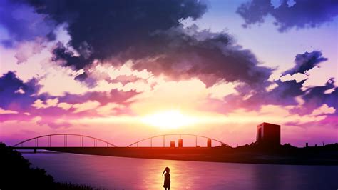 No more than four posts in a 24 hour period. anime, Sunset, River, Sky, Clouds Wallpapers HD / Desktop ...