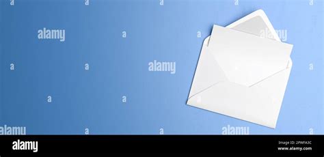 Blank Letter In An Envelope On Blue Table Background Mockup For Own