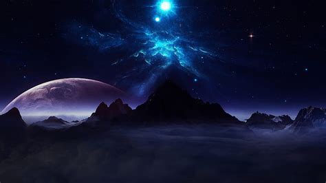4k Free Download Outer Space Universe Space Mountains Skylights