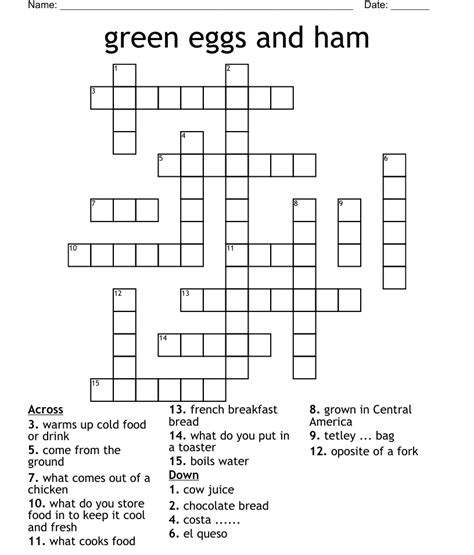 Green Eggs And Ham Crossword Wordmint