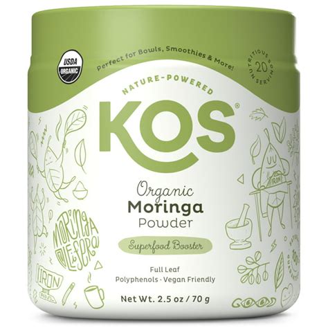 Kos Organic Moringa Powder Vegan Superfood Booster Gluten Free Non