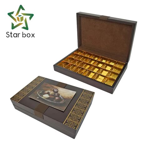 نجمة الحلويات صندوق جديد تصميم مخصص خشبي ، التواريخ ، الجملة خشبية الشوكولاته هدية صناديق لل