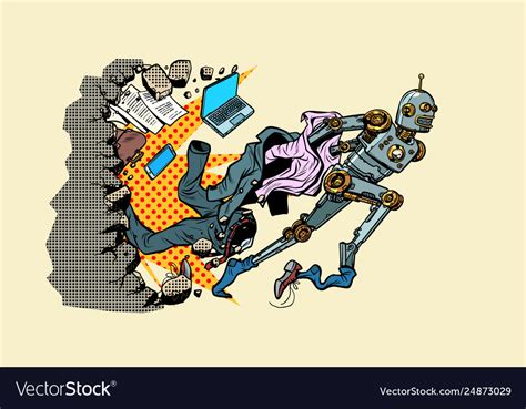 Robot Breaks Out Human Stereotypes Royalty Free Vector Image