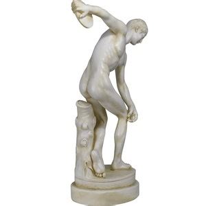 Discobolus Discus Thrower Nude Male Athlete Greek Roman Cast Marble