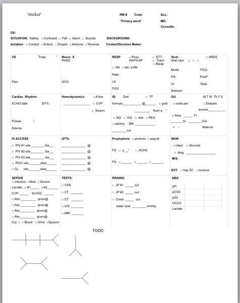The nursing brain sheet database. ICU 1 PT. This is my report sheet for 1 PT. I created it ...