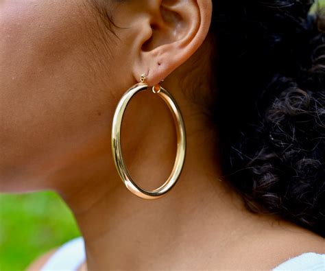 Extra Large Gold Hoop Earrings Inch Chunky Hoop Etsy Singapore