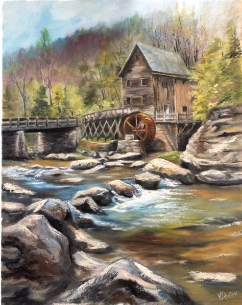 Deaton By The Old Mill Stream Oil Painting By Gini Deaton