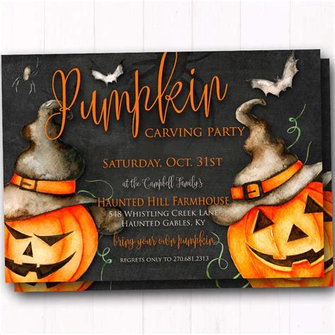 Pumpkin Carving Party Invitation Halloween Party Invitation Costume